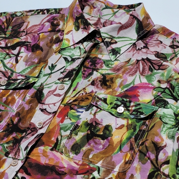 Piazza Sempione Italian Silk Blend Watercolor Floral Artsy (IT40/US Medium***) - Picture 6 of 14